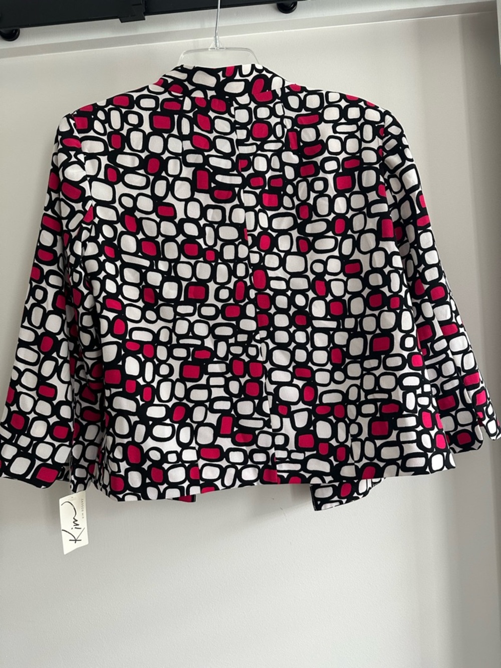 Kim Rogers Pink, Black & White Geometric Open-Front Blazer NWT - Picture 2 of 5